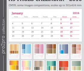 Desk calendar template 2016 vector material 03