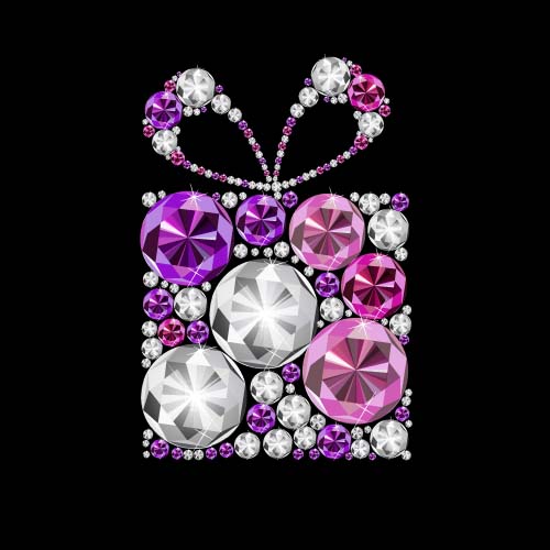 Diamond colored gift box vector