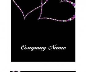 Diamond with heart shape cards vector 02