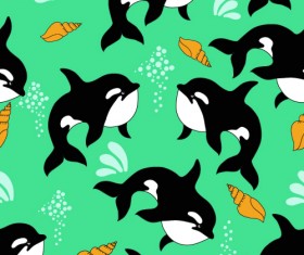 Dolphin with sea seamless pattern vector 01
