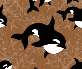 Dolphin with sea seamless pattern vector 03
