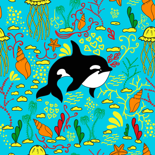 Dolphin with sea seamless pattern vector 05
