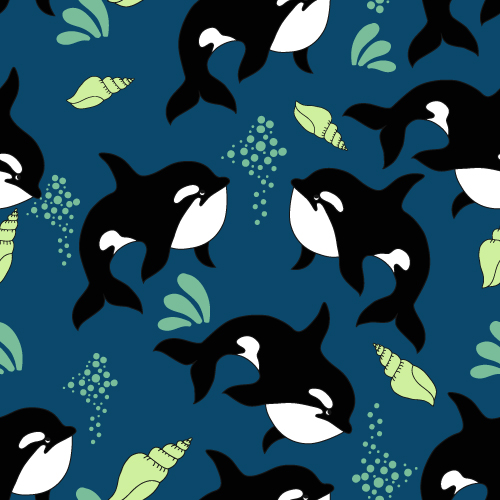 Dolphin with sea seamless pattern vector 06