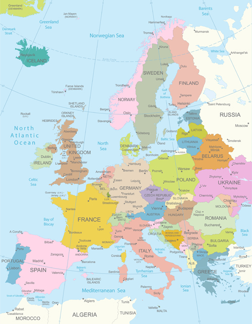 Europe map vectors design 01 free download