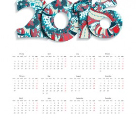 Floral pattern calendar 2016 vector 01