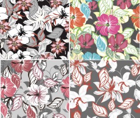 Flower vintage vector seamless pattern set 01