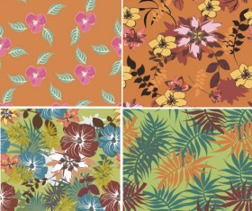 Flower vintage vector seamless pattern set 03