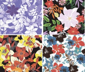 Flower vintage vector seamless pattern set 04