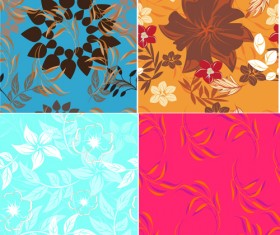 Flower vintage vector seamless pattern set 07