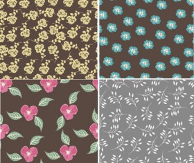 Flower vintage vector seamless pattern set 08