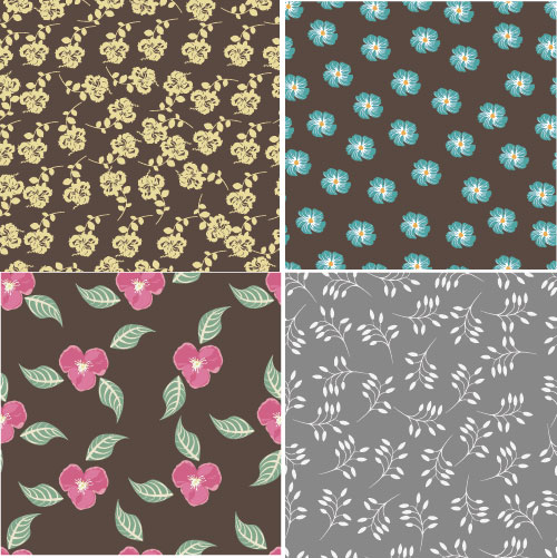 Flower vintage vector seamless pattern set 08