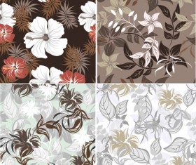Flower vintage vector seamless pattern set 09