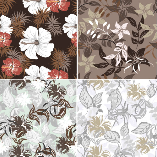 Flower vintage vector seamless pattern set 09