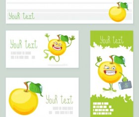 Funny apple cards vector 01