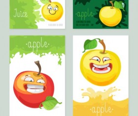 Funny apple cards vector 02