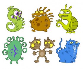 Funny cartoon bacteria and virus vector 04