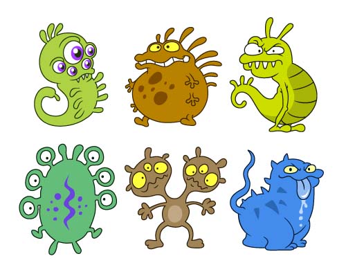 Funny cartoon bacteria and virus vector 04