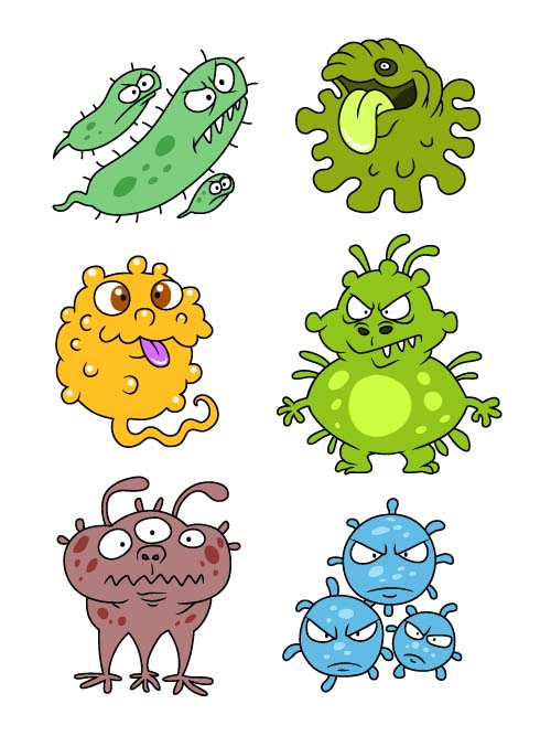 Funny cartoon bacteria and virus vector 05