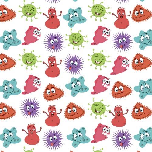 Funny cartoon bacteria and virus vector 08