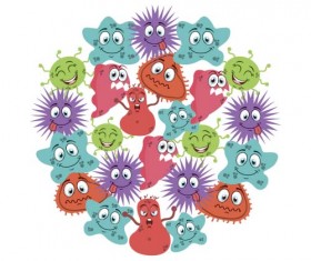 Funny cartoon bacteria and virus vector 09
