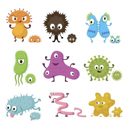 Funny cartoon bacteria and virus vector 10