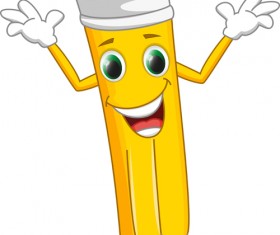 Funny cartoon pencil vector material 01