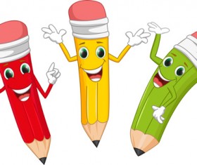 Funny cartoon pencil vector material 02