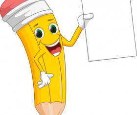 Funny cartoon pencil vector material 03