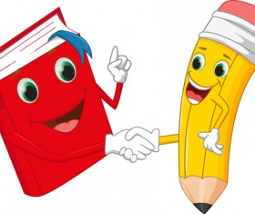 Funny cartoon pencil vector material 05