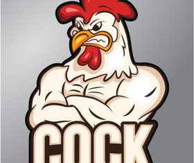 Funny cock logo design vector