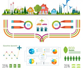 Gasoline oil with gas station infographic vector 01