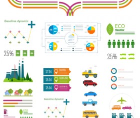 Gasoline oil with gas station infographic vector 03