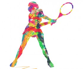 Girls sport with paint vector material
