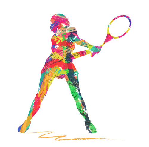 Girls sport with paint vector material