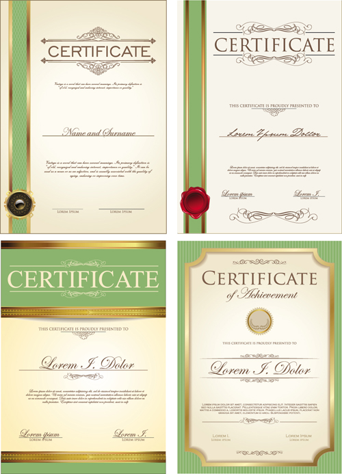 Gold border certificate template vector material 02