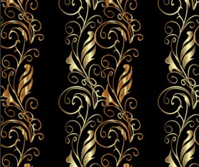 Golden floral borders ornaments seamless vector