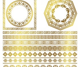 Golden frame with ornaments border vector