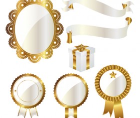 Golden with white frame labels and ribbon 04