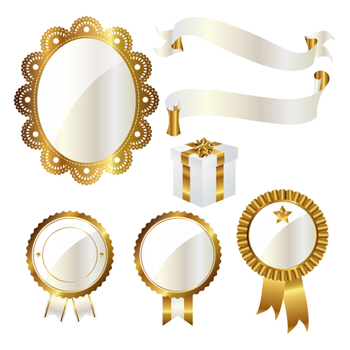 Golden with white frame labels and ribbon 04