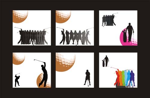 Golf figure silhouettes vector material