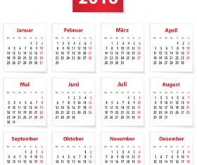 Grid Calendar 2016 modern vector 01