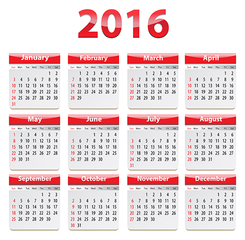 Grid Calendar 2016 modern vector 03