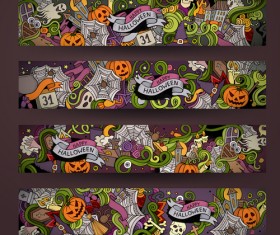 Halloween hand drawing illustration vector banner