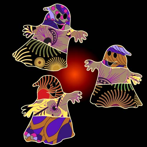 Halloween party ghost ornaments vector 09