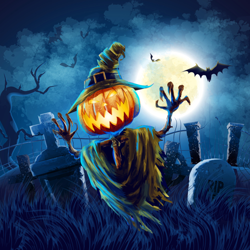 Halloween party night background vector 01