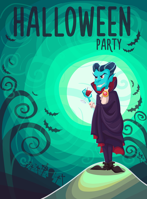 Halloween party poster design creative vector 05