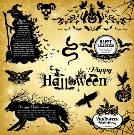 Halloween text frame with design elements vector 02