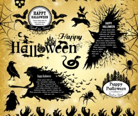 Halloween text frame with design elements vector 03
