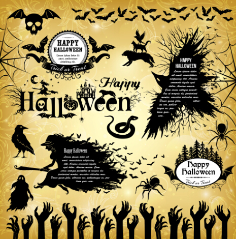 Halloween text frame with design elements vector 03
