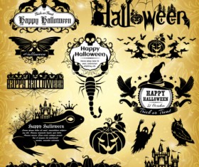 Halloween text frame with design elements vector 05